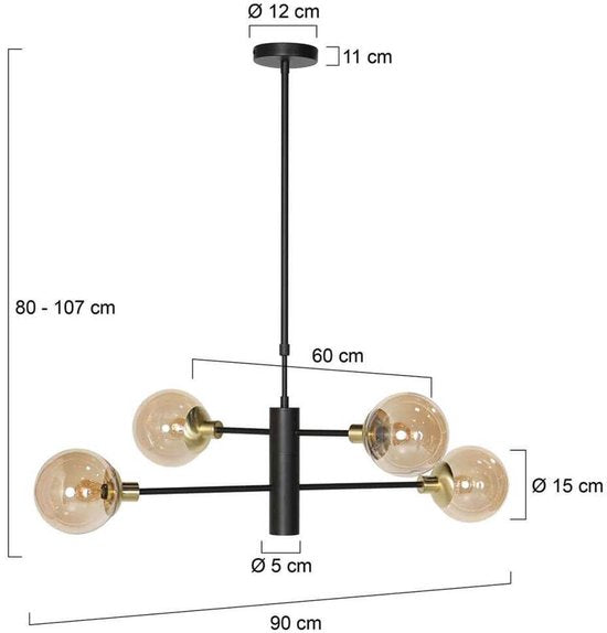 Steinhauer - hanglamp - Constellation - messing - metaal - Ø 90cm - E14 - 3805ME