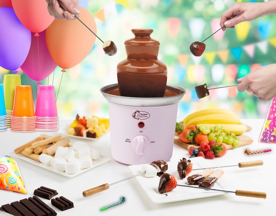 Bestron Chocoladefontein ACF300P - Chocolade fondue - 3 lagen - Roze - 5 jaar garantie