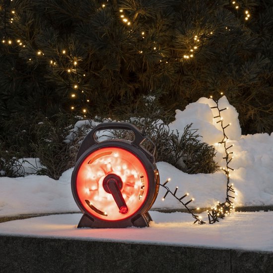 Cluster Lichtsnoer op kabelhaspel voor buiten - 800 LEDs - 2100K Amber - IP44 - 18 meter – Kerstverlichting