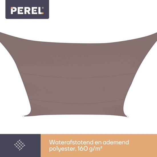 Perel Schaduwdoek waterafstotend 5 x 5 m 160 g/m² polyester vierkant taupe