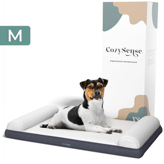CozySense® Orthopedisch Hondenkussen - 75 X 45 cm - Maat M - Waterdicht - Geschikt Als Benchkussen & Hondenbed - Wasbare Hoes - Wit