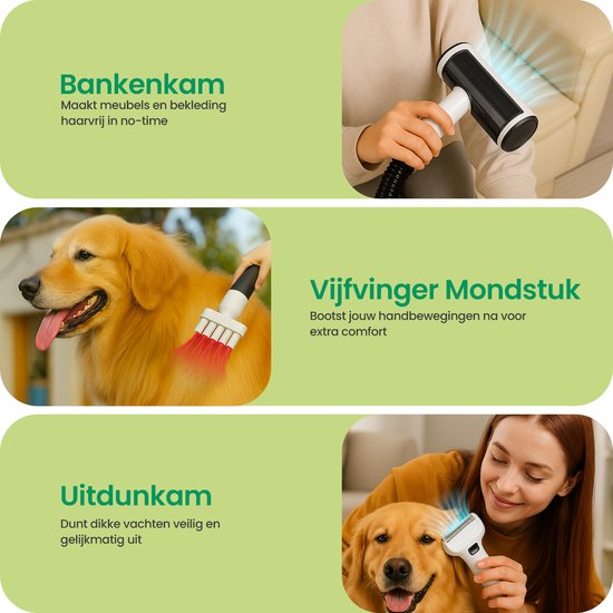 Gopets Professionele 3-in-1 Hondentondeuse - Dierentondeuse - Hondenfohn met Warme Lucht - 9 Delig - Haarverwijderaar voor Huisdieren - Waterblazer voor Honden - Trimset & Tondeuse Hond en Kat - Dierenhaar Stofzuiger - Massageborstel