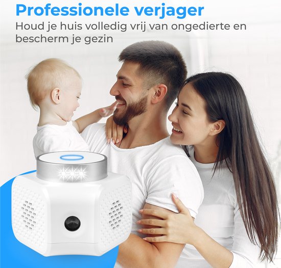 Nuvance - Muizenverjager - Ultrasone Verjagers - Ratten Verjager - 360 Graden & 4 Modi - Ongedierte Verjager met Ultrasone - Muizen Bestrijding - Wit