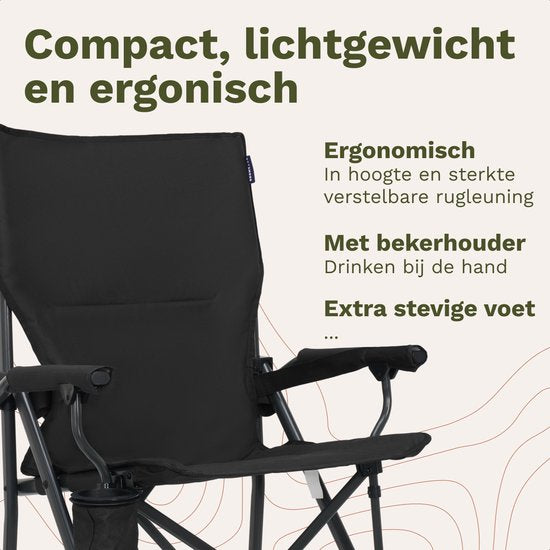 TRVLMORE Campingstoelen - Opvouwbaar - 120KG Draagvermogen - Incl. Draagtas - Klapstoel - Visstoel - Kampeerstoel - Vouwstoel - Zwart
