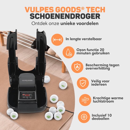 Vulpes Goods® Tech - Schoenendroger & Schoenverfrisser met Ozone - Ozone & Droogfunctie - Incl. 10 Schoenverfrissers - PRO versie