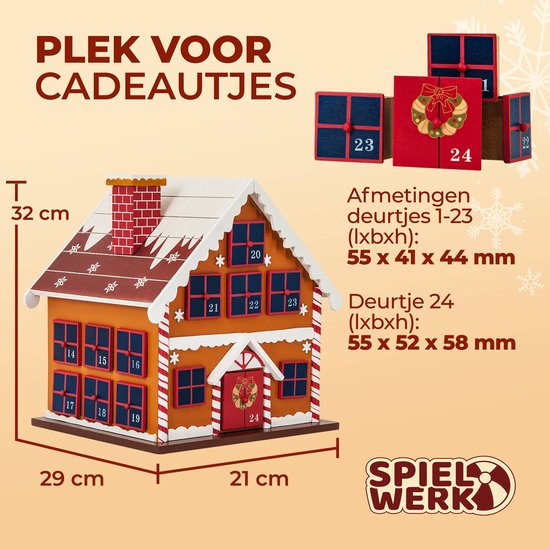Spielwerk Herbruikbare Adventskalender - Winterhuisje 24 Deuren