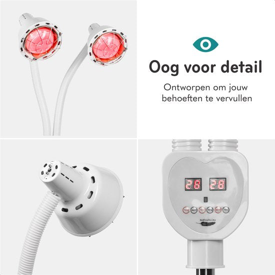 Soft & Silky Infraroodlamp 2 Koppen - Draaibaar - Infrarood - Therapie - Deken - Lamp - Verwarmingspaneel - Verwarming