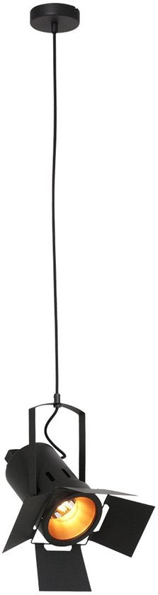 Hanglamp Carré 3379ZW – zwarte industriële lamp, staal, hoogte verstelbaar van 30-150 cm, Mexlite