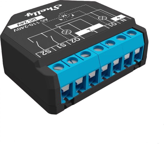 Shelly Plus 2PM WLAN Schakelaar - Wi-Fi Bluetooth - Zwart - 3 Stuks