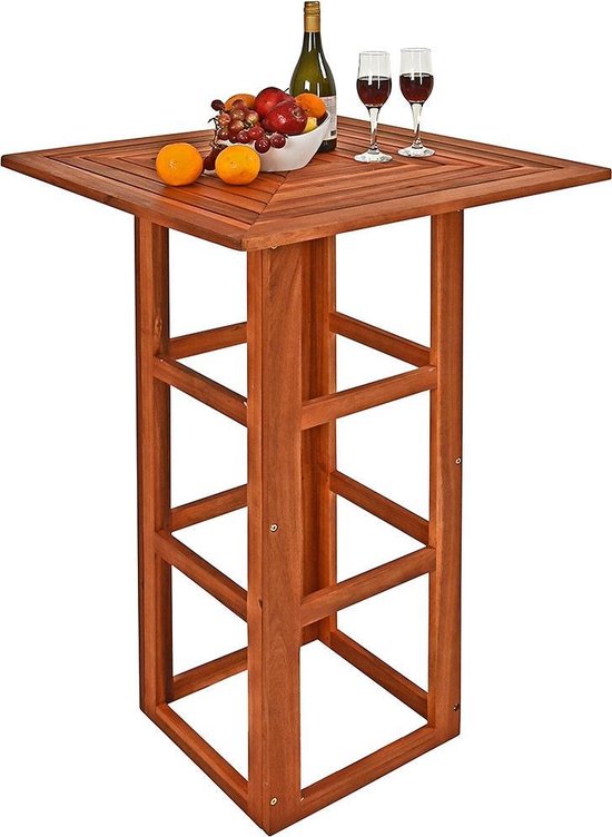 Casaria Statafel - Hout 110cm Hoog 75x75cm Massief – Indoor Outdoor