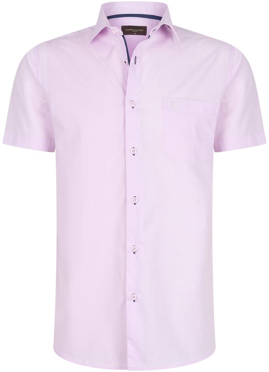 Cappuccino Italia - Heren Overhemden Korte Mouw Palermo - Roze - Maat 3XL