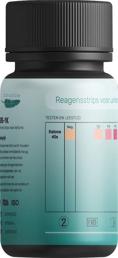 Ketonentest - 100 strips - Keto - Dieet - URS-1K - FDA Keurmerk - Ketose - Urine - Test - Strips - Meter - Ketonen