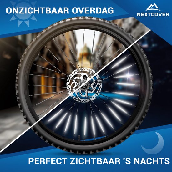 Nextcover® Spaakreflectoren Fiets 36 Stuks – Het Origineel – [3M Scotchlite] Maximale Zichtbaarheid I Spaakverlichting Fiets I Fietsreflectoren I Alternatief voor kattenogen fiets