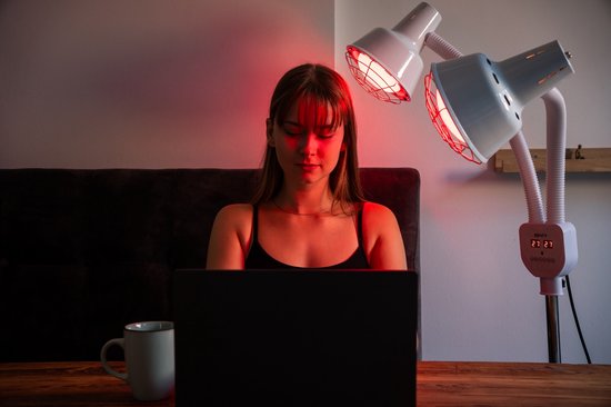 Resty® Infraroodlamp – 275W - Red Light Therapy - Warmte lamp - Timer - Extra Stevige Voet - Enkele Kop