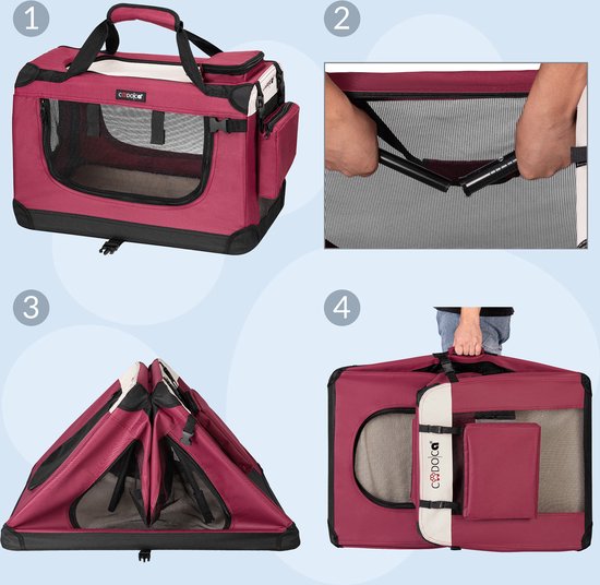Cadoca Honden & Katten Reismand XL - 81x56x58cm - Donker Rood