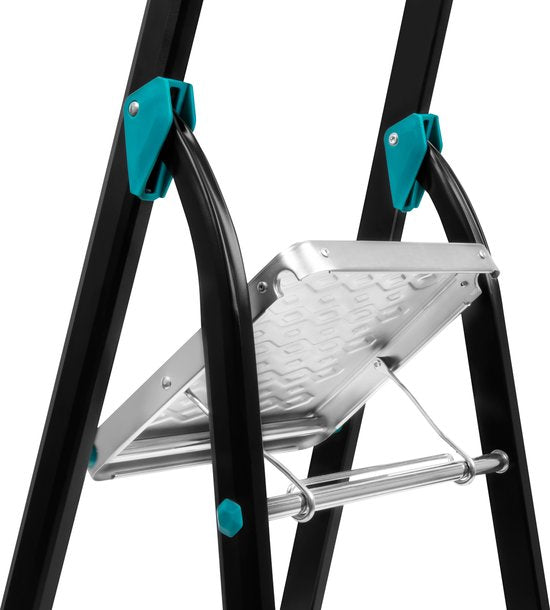 VONROC PRO Huishoudtrap – Aluminium klustrap inklapbaar – 4 treden antislip – max. belastbaarheid 150kg