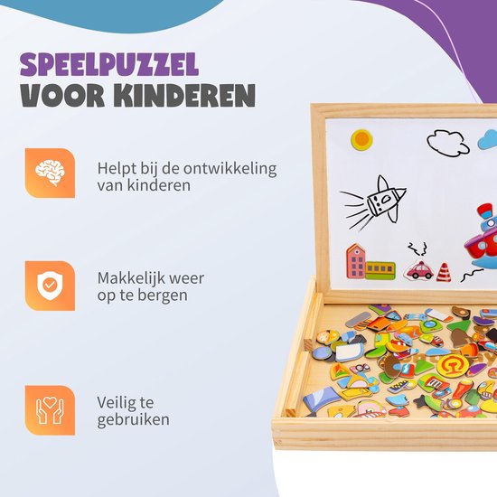 MontiPlay® Magnetisch Speelgoed Voertuigen - Magneet Boek - Krijtbord Kinderen - Magnetibook - Magneet Speelgoed - Tekenbord - Montessori - Sensorisch - Busy Board - Speelgoed voor onderweg - Speelgoed voor in de auto - Speelgoed voor op Reis