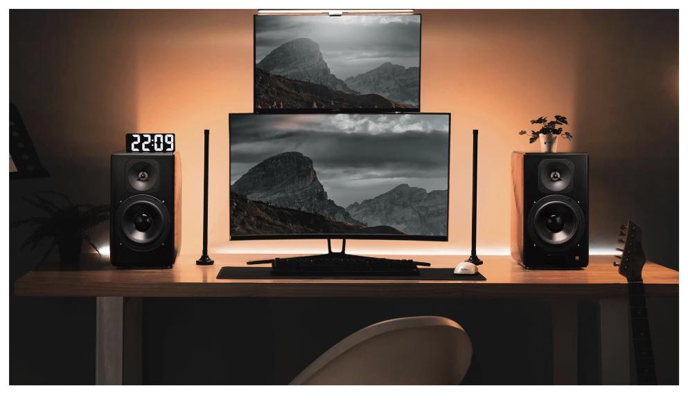 Edifier - S3000MKII Premium Actieve 2.0 Speakers - 256 W RMS - Zwart & Bruin Hout - Hi-Res Audio & Bluetooth 5.0 - Draadloos Verbonden Systeem - Ultieme Geluidservaring