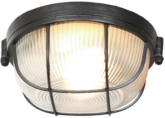 Plafondlamp Lisanne 1342ZW | Zwart metaal en glazen kap | Ø 17 cm, hoogte 8 cm | Mexlite | Trendy design voor binnengebruik