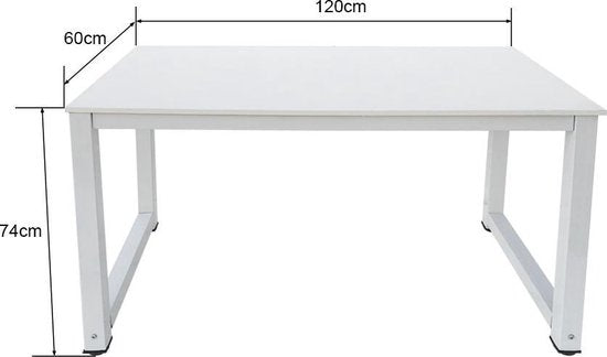 Bureau computer tafel - keukentafel - metaal hout - 120 cm x 60 cm - wit