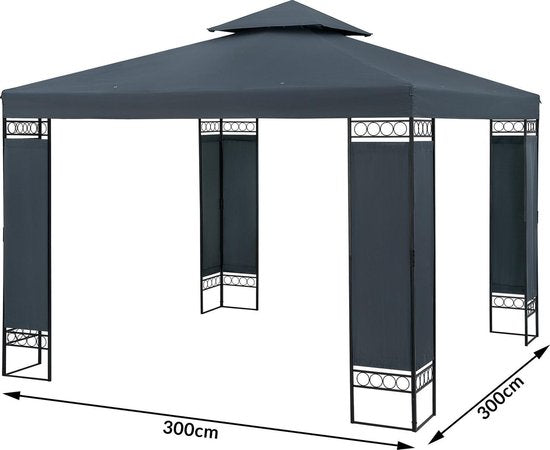 Casaria Paviljoen Lorca 3x3m - UV-bescherming 50+ Metaal - Antraciet