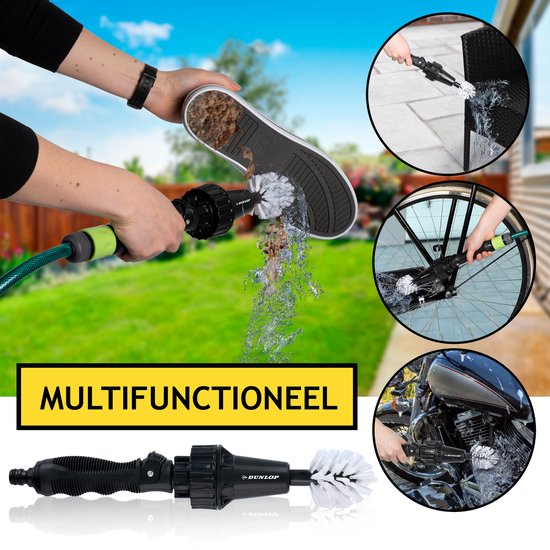 Dunlop Velgenborstel met Slangaansluiting – Roterend – Incl. 2 Borstels – Auto Reiniging Tool