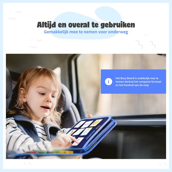 MontiPlay® Montessori Speelgoed - Sensorisch Speelgoed - Activiteitenbord - Busy Board - Montessori activiteitenboek voor thuis - Educatief - Sensomotorisch Speelgoed - Blauw