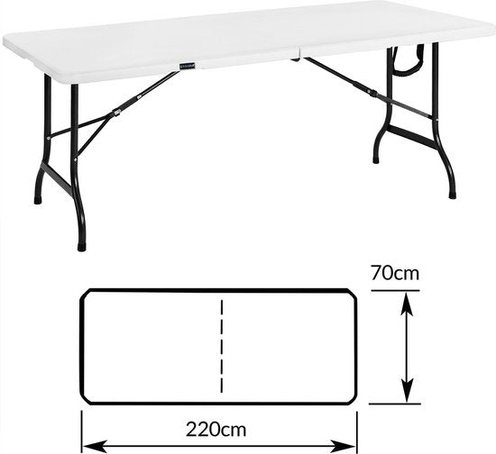 Casaria Tuintafel Opvouwbaar – met Draaggreep 220x70 cm – Wit
