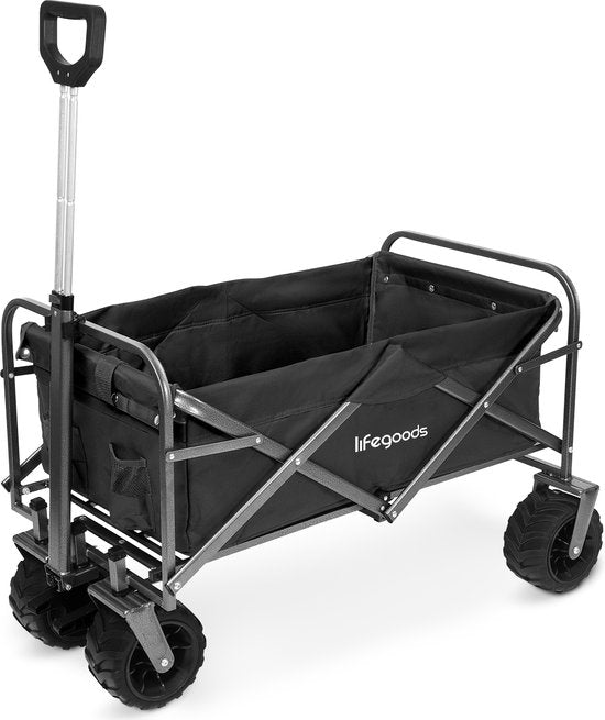 LifeGoods Bolderkar - Opvouwbaar - 80KG Draagkracht - 94L - Wasbaar Polyester - Zwart