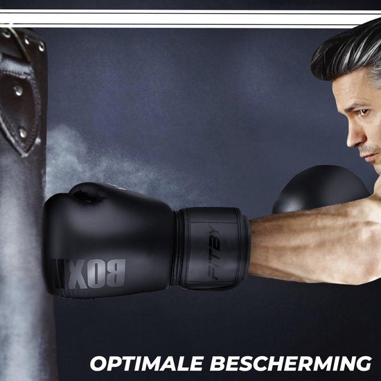 Fitby Bokshandschoenen - Kickboks Handschoenen - Bokshandschoenen - Zwart - 12 oz