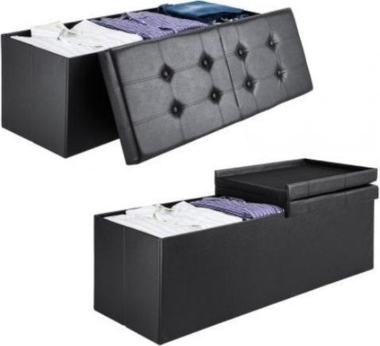 Casaria Zitbank met Opbergruimte - 80x40x40cm 100L Kunstleer – Zwart