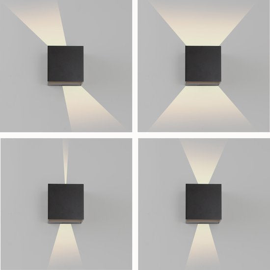 Reach Up&Down Muurlamp Zwart kubus met LED