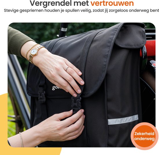 Goliving Fietstas 45 Liter - Dubbele Fietstassen - Waterdicht - Met Reflectoren - Elektrische Fietsen - Zwart