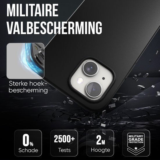 Telefoonhoesje Zwart Geschikt voor Iphone 13 Hoesje Met Screenprotector Beschermglas
