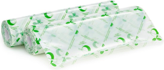 Solis – Eco Vacuümrollen – 2 Stuks – 30 x 600 cm – Voorzien Van Composteerbaar Materiaal En Aromabescherming En Herbruikbaar Design – Voor Voedselbewaring En Sous-Vide – Transparant Bioplastic