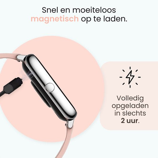 MAOO Amplify Smartwatch – Incl. Screenprotector – Hartslag, Bloeddruk & Bloedsaturatie – Slaapmonitor – Stappenteller – Afstandsmeting – Waterproof – Smartwatch Dames – iOS & Android – Roze