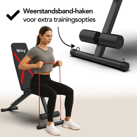 Brixy Fitness Halterbank - Fitnessbank - Tot 300KG - Bench Press Bank - Trainingsbank - Verstelbaar - Inklapbaar - Zwart