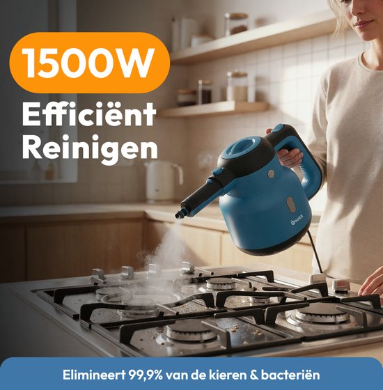 BOLLIT 1500W Stoomreiniger - Handstomer - Vlekkenreiniger - Handstoomreiniger - Tapijtreiniger - Steam Cleaner - Stoomreinigers - Incl. Opbergtas - Krachtig Stoomapparaat - Vloer, Bank, Tapijt Badkamer & Keuken