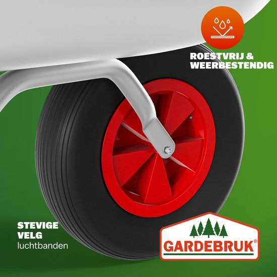 Gardebruk Kruiwagen 80 liter – Belastbaarheid 100 kg - Zilver