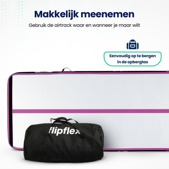 Flipflex Airtrack - Turnmat - 4 Meter - 20cm Dik - Gymnastiekmat - Inclusief 600W Miniblower - Met Luxe Draagtas - Turnen