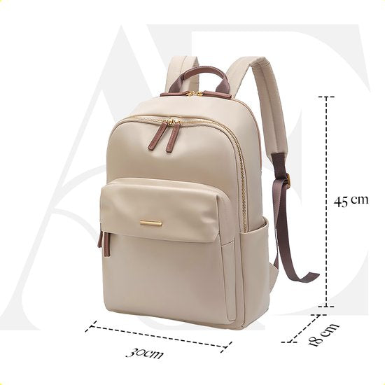 Aramae® - Rugzak Dames - Laptoptas 15.6 Inch - Rugtas Dames - Rugzak Meisje - Rugtas Beige - Schooltas