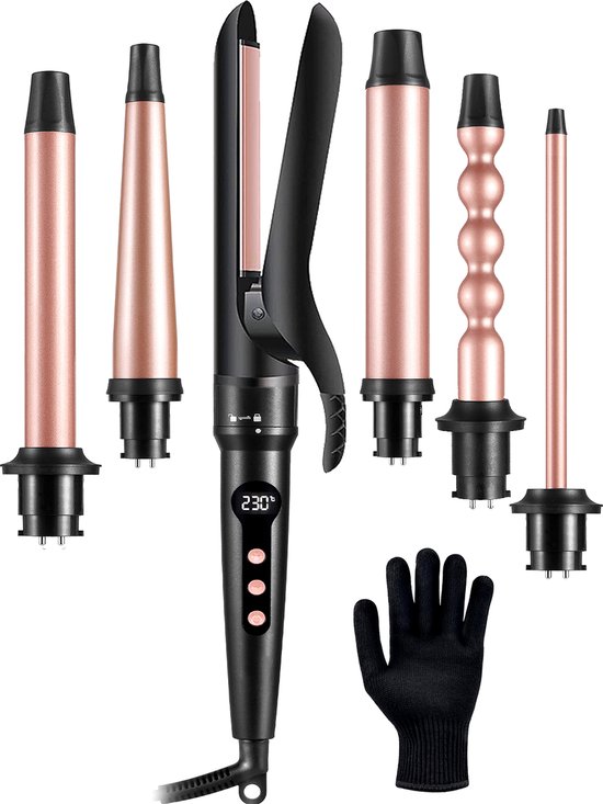 VAIVE 6-in-1 Krultang & Stijltang met Opzetstukken - Haarkruller - Curling Iron