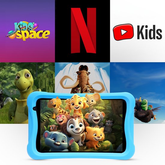 Denver Kindertablet - Android 13 – Ouderlijk Toezicht - 4GB RAM - 64GB intern geheugen - 8 Inch - . Blauwe en Roze Tablethoes - TIO80105K