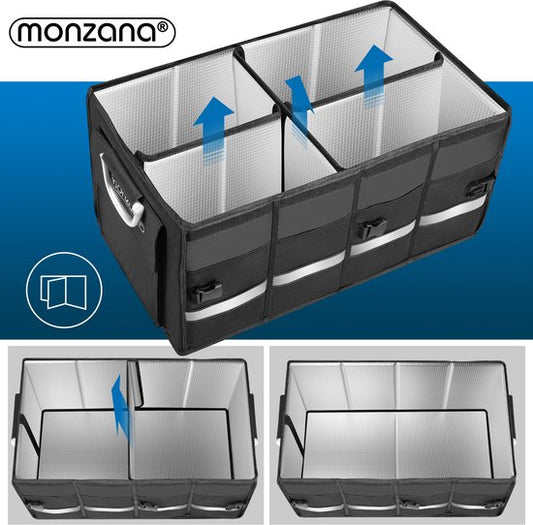 Monzana Kofferbak Organizer - 68L Waterdicht Opvouwbaar - Zwart Zilver