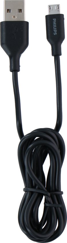 PHILIPS - USB-A naar Micro USB Kabel - DLC21030U - 1.2 Meter Kabel - Reserve Kabel - Zwart