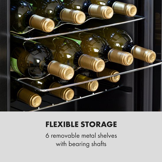 Klarstein Shiraz 28 Uno Wijnkoelkast - 74 Liter - Geschikt Voor 28 Flessen - Met Touch Bediening - Temperatuurbereik 5-18°C - Zwart
