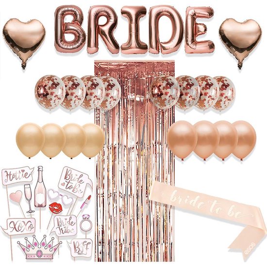 Happy Goods Bride to Be Versiering - Ballonnen & Accessoires - 38 Stuks - Vrijgezellenfeest Vrouw - Bride to Be Sjerp - Team Bride - Bachelorette Party - Slingers