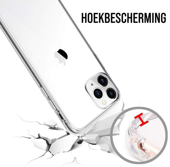Podec Telefoonhoesje Doorzichtig Geschikt voor iPhone 11 pro max Hoesje Transparant En Screenprotector Beschermglas
