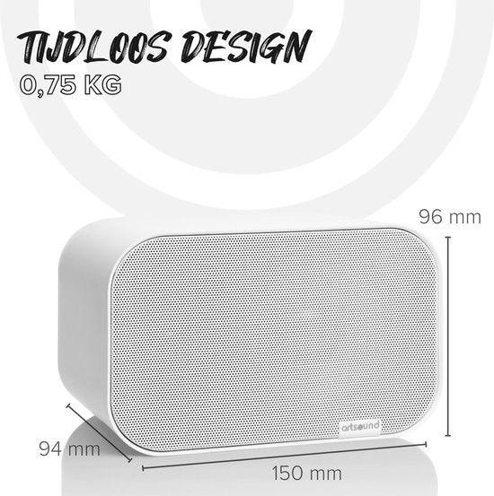 Artsound UNI20, Set van 2 passieve luidsprekers, 2-weg hifi luidspreker, 10-40 watt, muurbeugel met kogelgewricht, geschikt voor ruimtes tot 20 m² zoals gang, keuken, toilet, kleur: wit