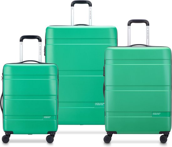 Delsey Paris x United Colors Of Benetton - Kofferset Now - 3 delig - Handbagage 34L + ruimbagage 65L en 93L – Groen